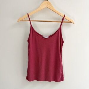Zara Ribbed Scoop Neck Spaghetti Strap Tank Top Berry Small
